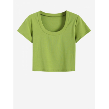 Fashion Women Tees Basic Plain Baby Cropped Tee M Green