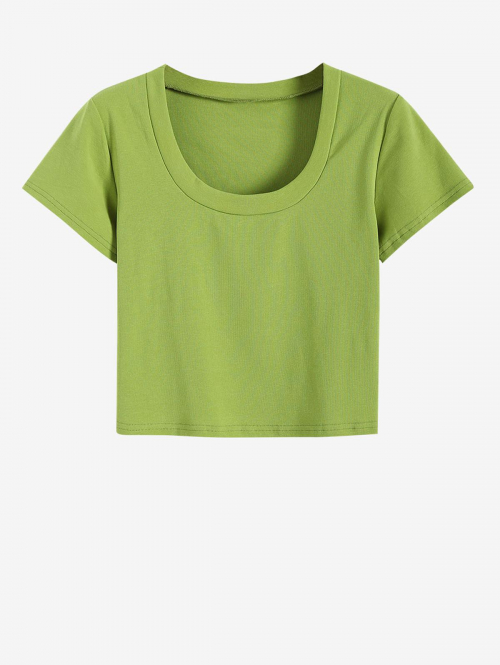 Fashion Women Tees Basic Plain Baby Cropped Tee M Green