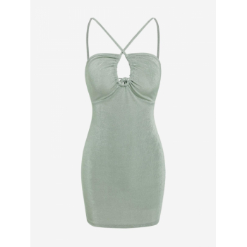 Mini Dress ZAFUL String Cut Out Backless Mini Dress S Light green