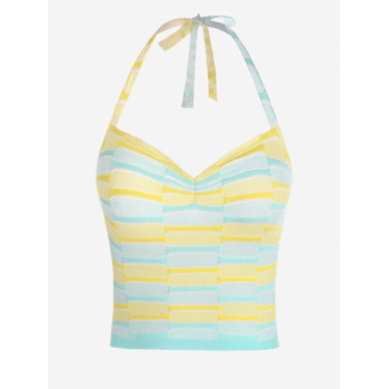 Women Tank Tops Striped Halter Knitted Tank Top M Multi a