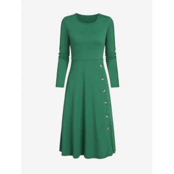 Mini Dress Button Side Slit Midi Dress M Deep green