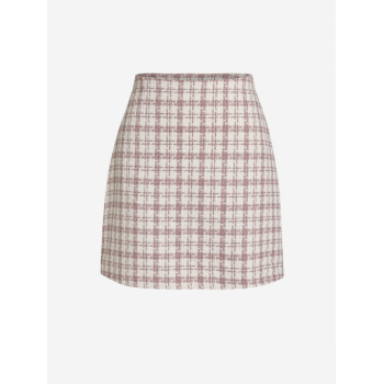 Tweed Mini Bodycon Skirt L Light pink