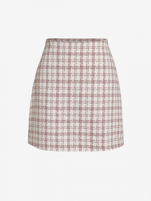 Tweed Mini Bodycon Skirt L Light pink