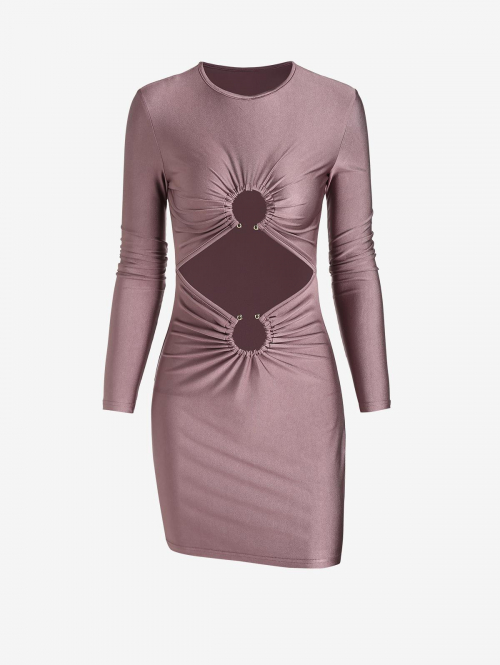 Long Sleeve Metal Rings Cut Out Long Sleeve Slinky Dress S Concord