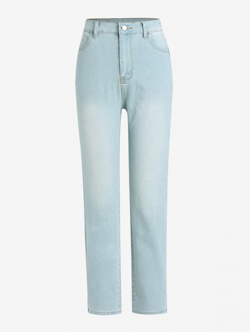 Light Wash Mid Rise Skinny Jeans L Light blue