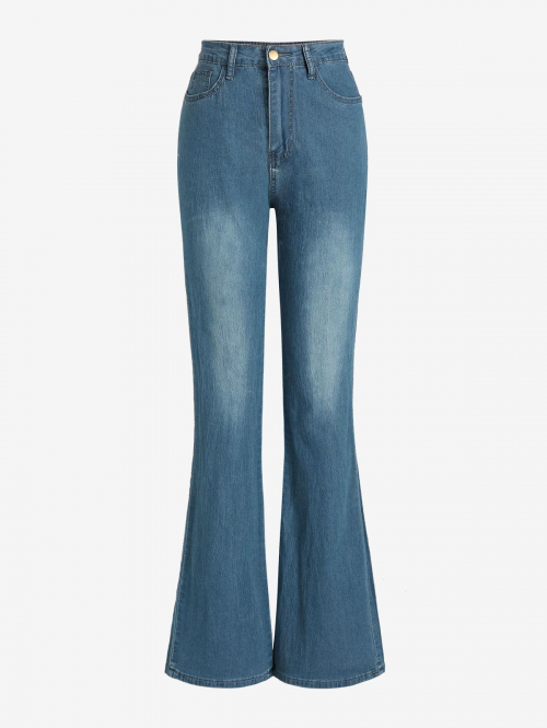 High Rise Flare Jeans M Blue