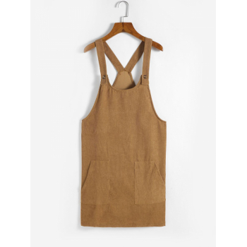 Mini Dress Corduroy Pocket Mini Pinafore Dress L Coffee