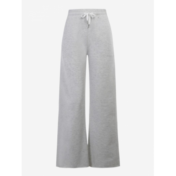 Women's Minimalism Basic Solid Color Drawstring Pocket Straight Leg Sweatpants L Gray