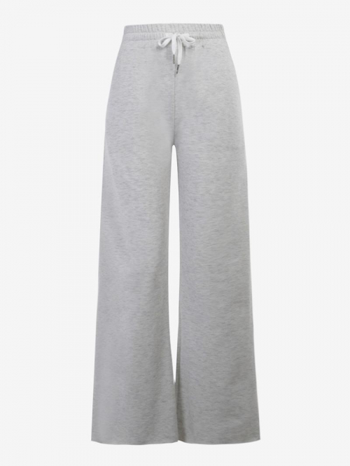 Women's Minimalism Basic Solid Color Drawstring Pocket Straight Leg Sweatpants M Gray