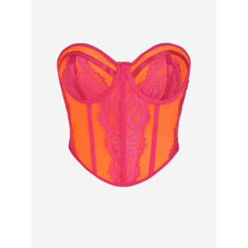 Women Tank Tops Women's Sexy Club Date Night Out Lace Panel Strapless Fishbone Underwire Cupped Design Corset Lingerie-style Tube Top S Orange