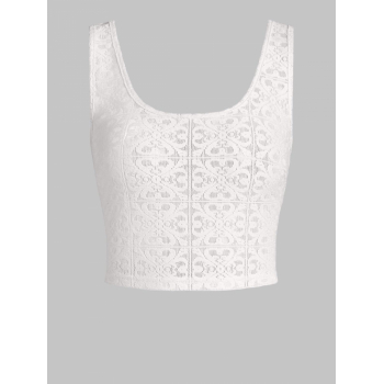 Women Tank Tops ZAFUL See Through Openwork Lace Floral Side Zip Beach Vacation Tank Top S Light coffee