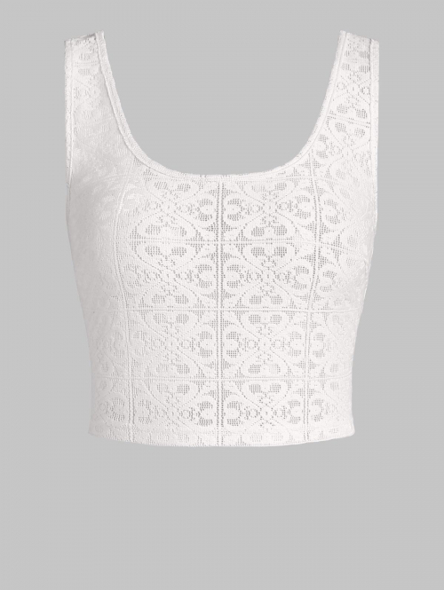 Women Tank Tops ZAFUL See Through Openwork Lace Floral Side Zip Beach Vacation Tank Top S Light coffee