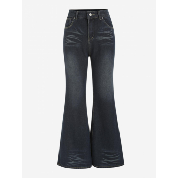 Zipper Fly Bootcut Jeans S Deep blue