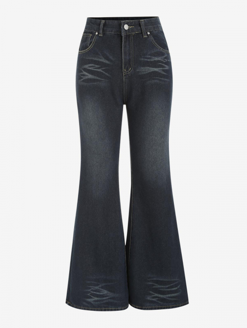 Zipper Fly Bootcut Jeans S Deep blue