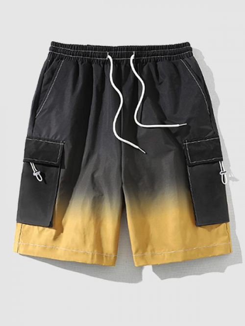 Ombre Drawstring Cargo Shorts M Deep yellow