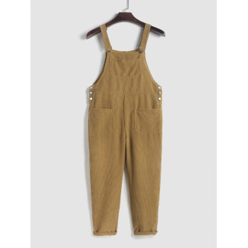 ZAFUL Men's ZAFUL Multi-pockets Solid Color Corduroy Overalls S Coffee