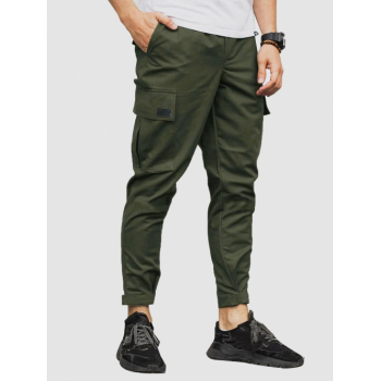 ZAFUL Men's Hook & Loop Fastener Leg Solid Color Cargo Pants Xxl Deep green