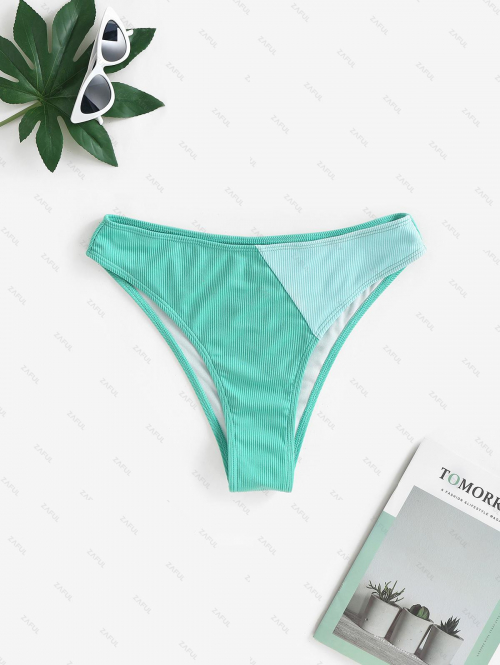 Two Tone Cheeky Bikini Bottom M Green