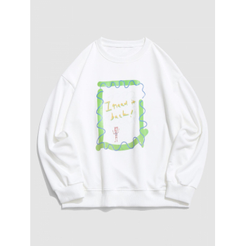 ZAFUL Men's Slogan Figure Geometric Graphic Sweatshirt M White