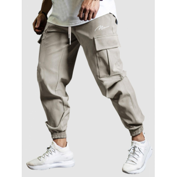 ZAFUL Men's Drawstring Jogger Cargo Pants L Crystal cream