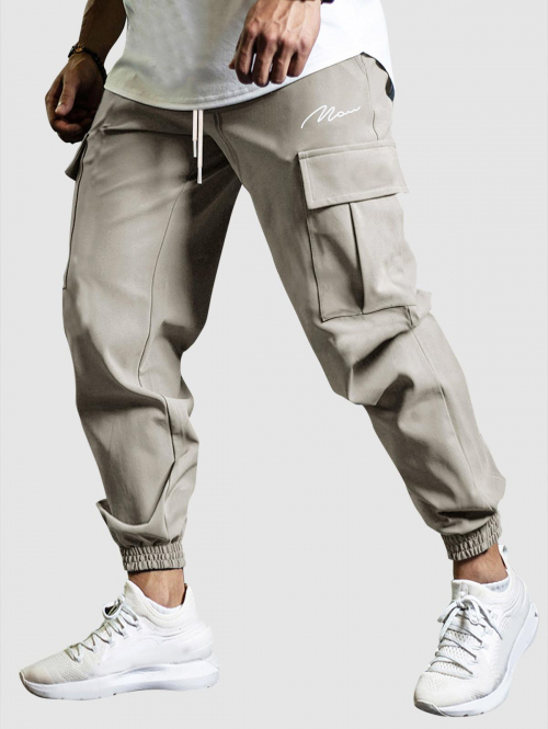 ZAFUL Men's Drawstring Jogger Cargo Pants L Crystal cream