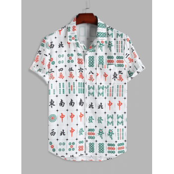 ZAFUL Men's Mahjong Printed Front Pocket Short Sleeves Shirt S Multi c