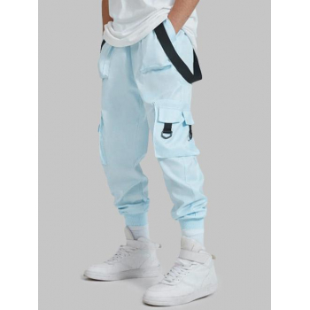 ZAFUL Men's Strap Design Beam Feet Cargo Pants S Deep sky blue