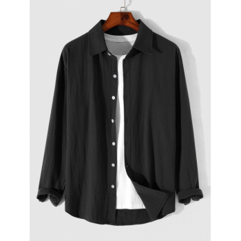 ZAFUL Men's Long Sleeves Plain Basic Shirt L Black