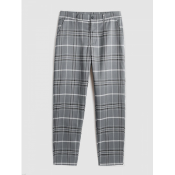 ZAFUL Men's ZAFUL Plaid Pattern Zip Fly Casual Pants L Gray