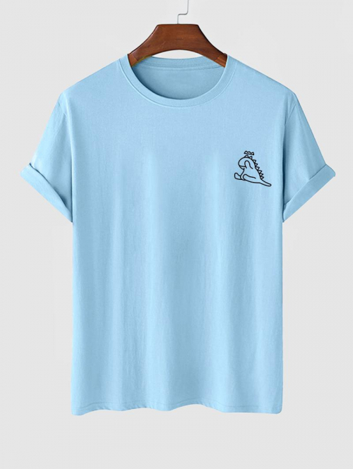 ZAFUL Men's Shy Dinosaur Graphic Printed Short Sleeve T-Shirt M Light blue