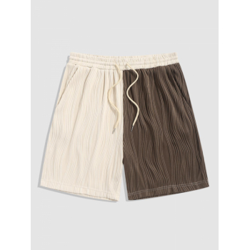 ZAFUL Two Tone Colorblock Textured Casual Shorts S Deep coffee