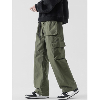 ZAFUL Men's Drawstring Solid Color Casual Streetwear Cargo Pants L Green