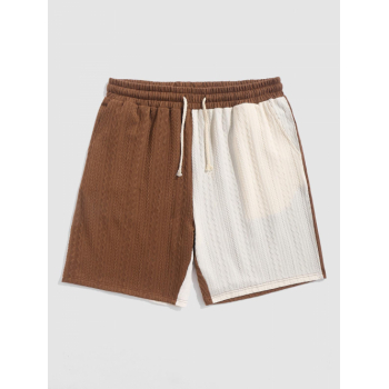 ZAFUL Two Tone Textured Casual Shorts S Coffee