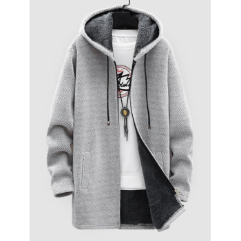 ZAFUL Men's Fleece-lined Hooded Knitted Long Jacket Xs Light gray