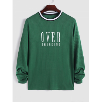 ZAFUL OVER THINKING Printed Long Sleeves Tee L Deep green