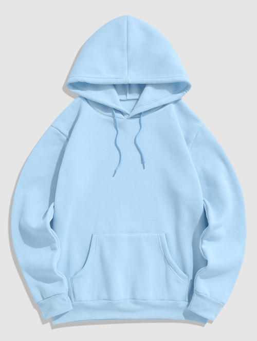 ZAFUL Men's Fleece Lining Essentials Pullover Hoodie L Blue