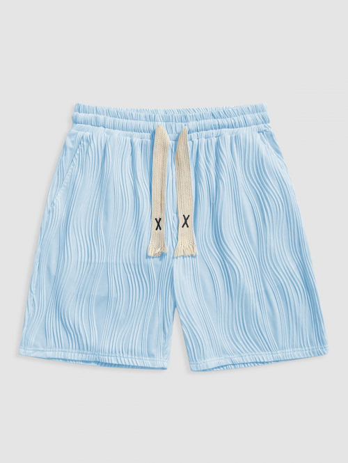 ZAFUL Textured Knitted Sports Casual Shorts M Light blue