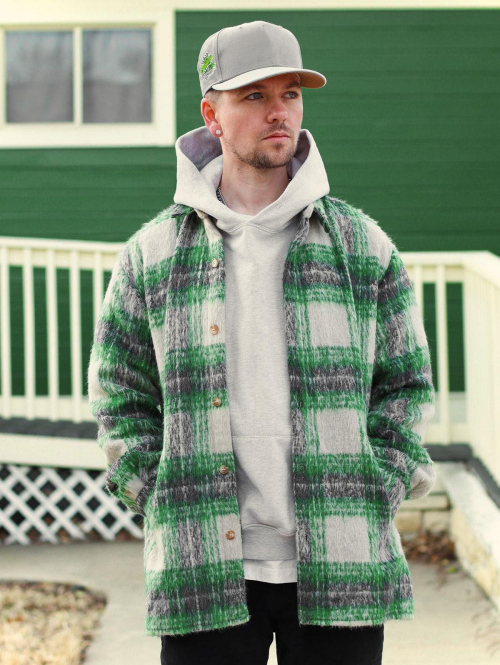 ZAFUL Men's ZAFUL Plaid Pocket Plush Fluffy Shacket Winter Shirt Xxl Deep green