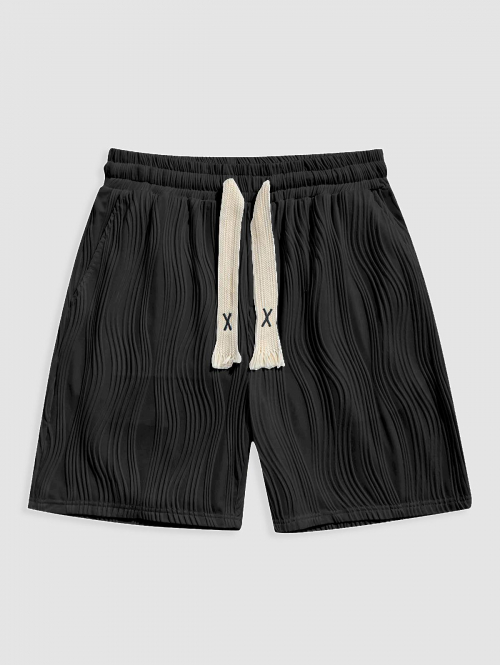 ZAFUL Textured Knitted Sports Casual Shorts L Black