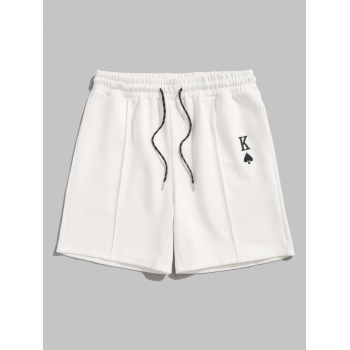 ZAFUL King of Spades Playing Card Embroidered Sports Shorts L White