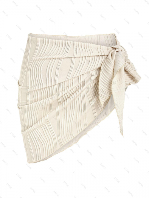 Women Beach ZAFUL Textured Tie Side Beach Sarong Light coffee