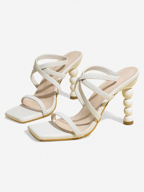 Women Ankle Strap Sculptural Heeled Sandals