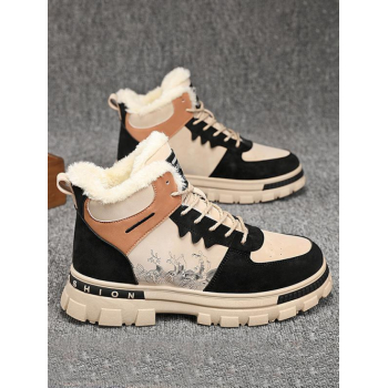 Thermal Warm Fleece Lined Chinese Style High Top Sneakers Boots