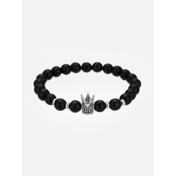 Men's Zircon Crown Stone Beaded Bracelet