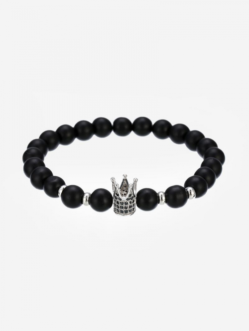 Men's Zircon Crown Stone Beaded Bracelet