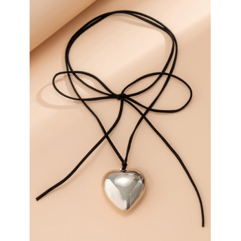 Women's Adjustable Velvet Rope Big Heart Pendant Choker Necklace For Women