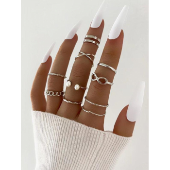 9Pcs Minimalist Style Finger Rings Set