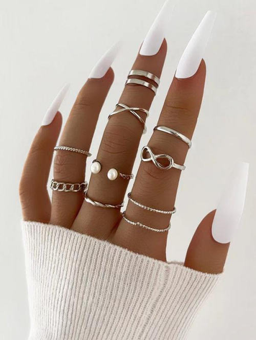 9Pcs Minimalist Style Finger Rings Set