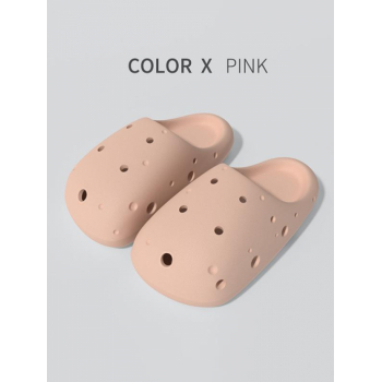 Women Minimalist Style Couple Holes Hollow Out Chunky Style Closed Toe Cloud Slides Slippers for Men and Women