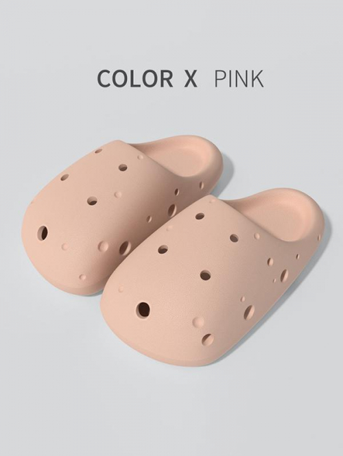 Women Minimalist Style Couple Holes Hollow Out Chunky Style Closed Toe Cloud Slides Slippers for Men and Women